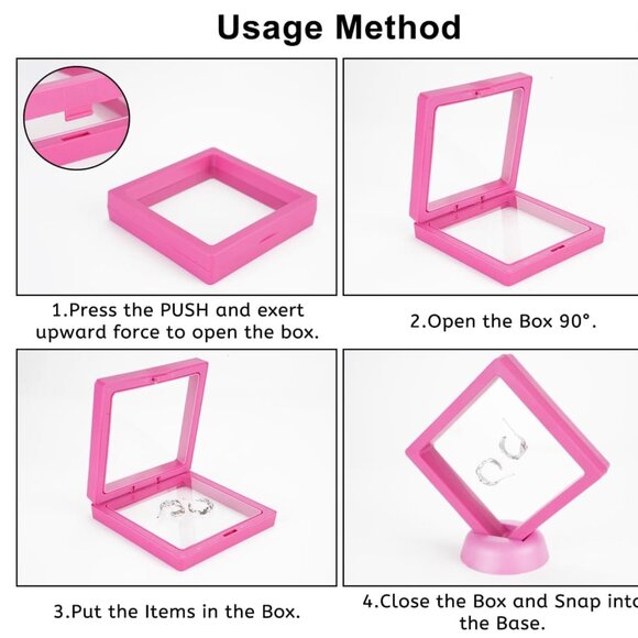 4 - 3D Floating Display Case, 3.5" Black Display Frames Pink Or Black! - Picture 5 of 11